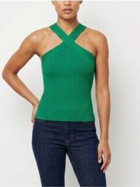 House of Harlow 1960 Emerald Green Ribbed Halter Top